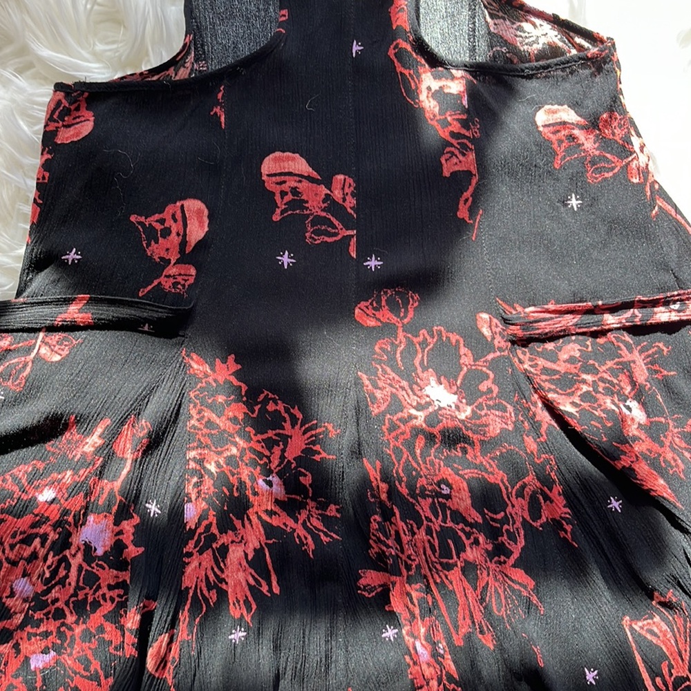 Free People X Black/Coral Print Tank Mini Dress - Picture 8 of 11